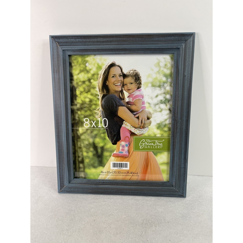 Raised Surface Wood Picture Frame 8x10 Gallery Display Wall Hanging Blue Rustic